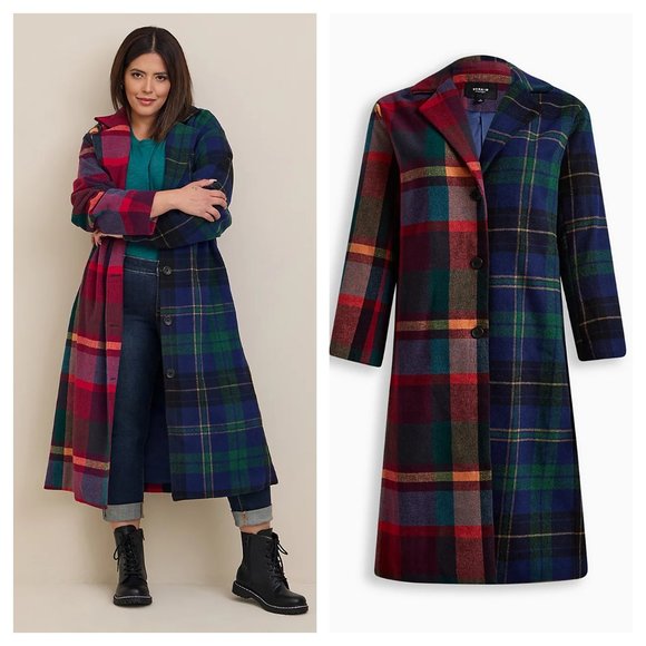 torrid Jackets & Blazers - Half And Half Print Wool Button Front Coat